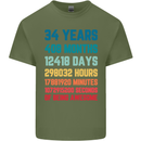 34th Birthday 34 Year Old Mens Cotton T-Shirt Tee Top Military Green