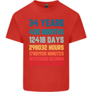 34th Birthday 34 Year Old Mens Cotton T-Shirt Tee Top Red
