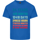 34th Birthday 34 Year Old Mens Cotton T-Shirt Tee Top Royal Blue