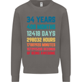 34th Birthday 34 Year Old Mens Sweatshirt Jumper Charcoal