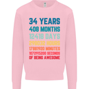 34th Birthday 34 Year Old Mens Sweatshirt Jumper Light Pink