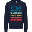 34th Birthday 34 Year Old Mens Sweatshirt Jumper Navy Blue