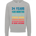 34th Birthday 34 Year Old Mens Sweatshirt Jumper Sports Grey