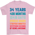 34th Birthday 34 Year Old Mens T-Shirt 100% Cotton Light Pink