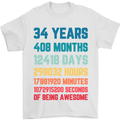 34th Birthday 34 Year Old Mens T-Shirt 100% Cotton White