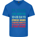 34th Birthday 34 Year Old Mens V-Neck Cotton T-Shirt Royal Blue