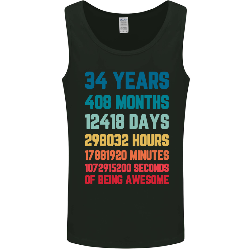 34th Birthday 34 Year Old Mens Vest Tank Top Black