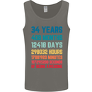 34th Birthday 34 Year Old Mens Vest Tank Top Charcoal