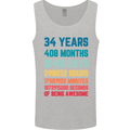 34th Birthday 34 Year Old Mens Vest Tank Top Sports Grey