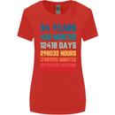 34th Birthday 34 Year Old Womens Wider Cut T-Shirt Red