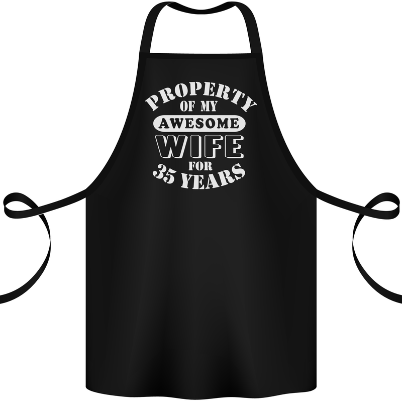 35 Year Wedding Anniversary 35th Funny Wife Cotton Apron 100% Organic Black