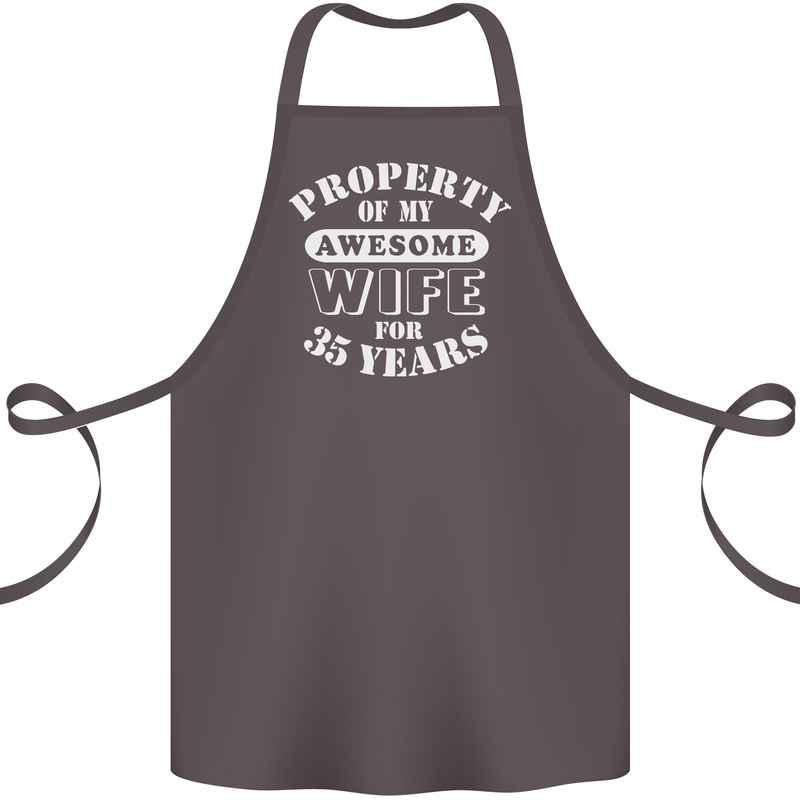 35 Year Wedding Anniversary 35th Funny Wife Cotton Apron 100% Organic Dark Grey