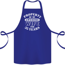 35 Year Wedding Anniversary 35th Funny Wife Cotton Apron 100% Organic Royal Blue