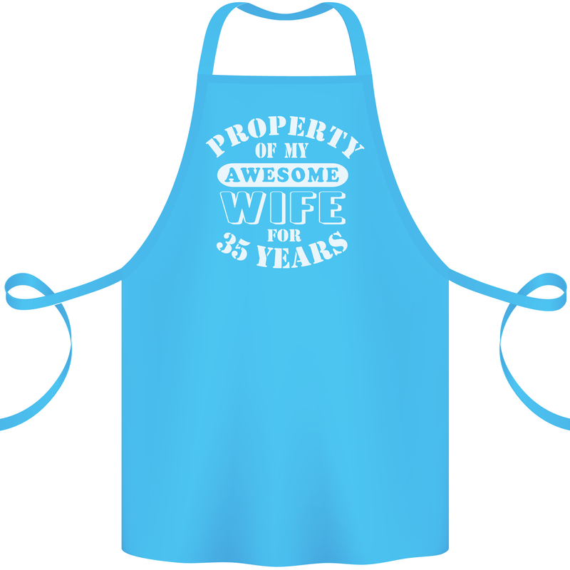 35 Year Wedding Anniversary 35th Funny Wife Cotton Apron 100% Organic Turquoise