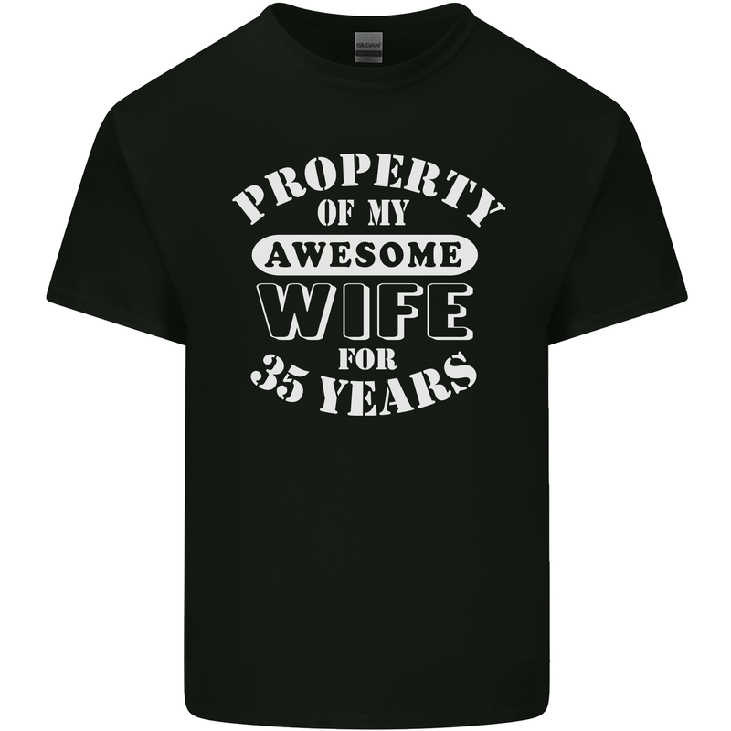 35 Year Wedding Anniversary 35th Funny Wife Mens Cotton T-Shirt Tee Top Black