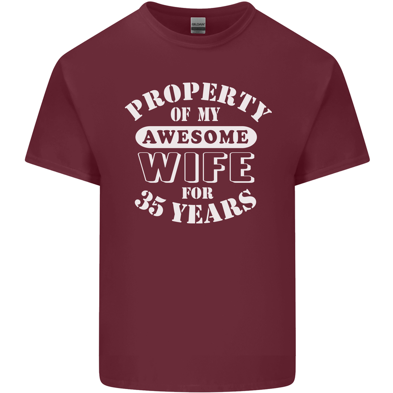 35 Year Wedding Anniversary 35th Funny Wife Mens Cotton T-Shirt Tee Top Maroon