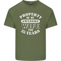 35 Year Wedding Anniversary 35th Funny Wife Mens Cotton T-Shirt Tee Top Military Green