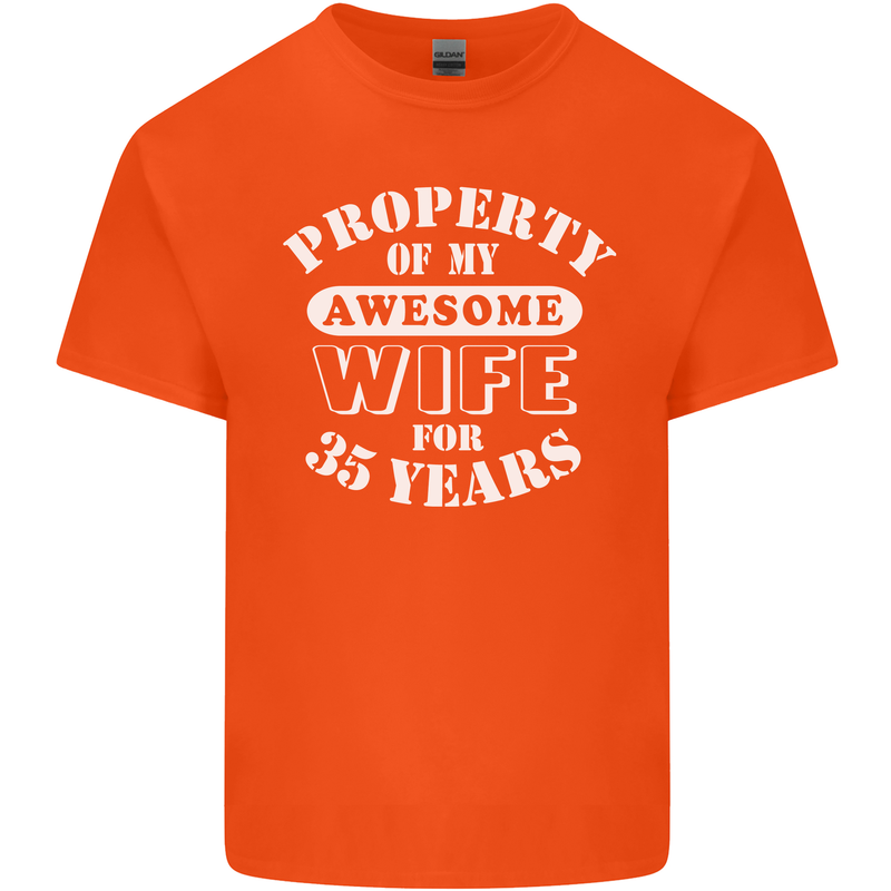 35 Year Wedding Anniversary 35th Funny Wife Mens Cotton T-Shirt Tee Top Orange