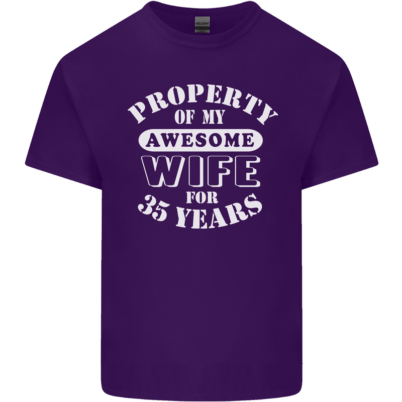 35 Year Wedding Anniversary 35th Funny Wife Mens Cotton T-Shirt Tee Top Purple