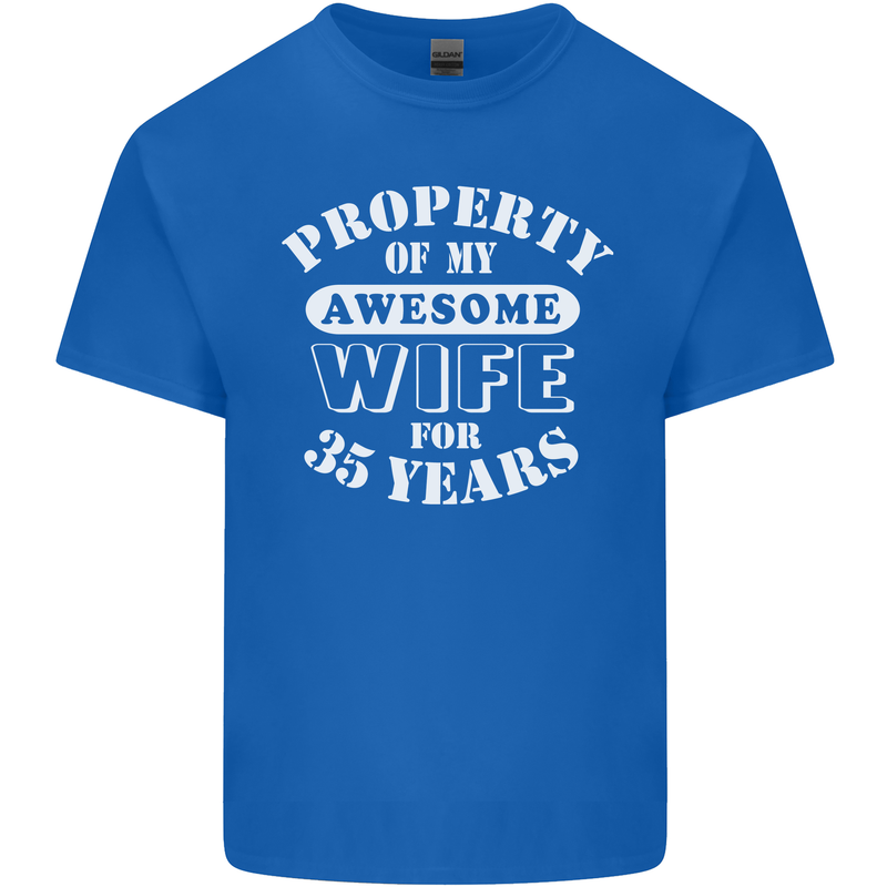 35 Year Wedding Anniversary 35th Funny Wife Mens Cotton T-Shirt Tee Top Royal Blue