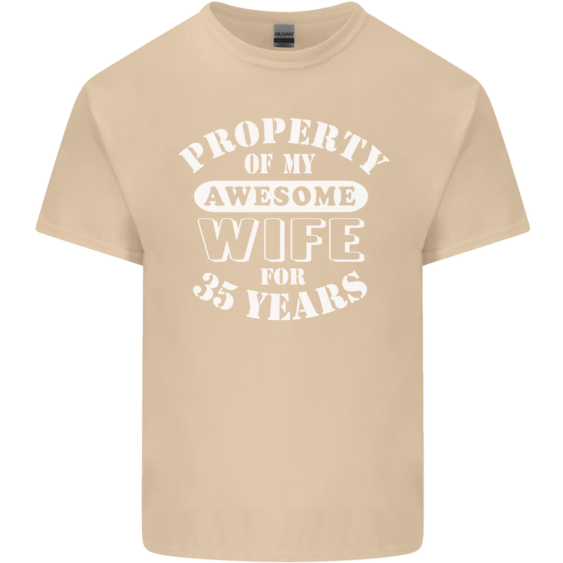 35 Year Wedding Anniversary 35th Funny Wife Mens Cotton T-Shirt Tee Top Sand