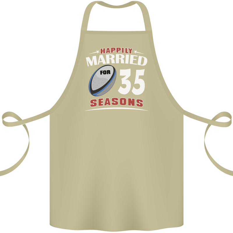 35 Year Wedding Anniversary 35th Rugby Cotton Apron 100% Organic Khaki