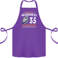35 Year Wedding Anniversary 35th Rugby Cotton Apron 100% Organic Purple
