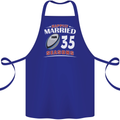 35 Year Wedding Anniversary 35th Rugby Cotton Apron 100% Organic Royal Blue