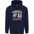 35 Year Wedding Anniversary 35th Rugby Mens 80% Cotton Hoodie Navy Blue