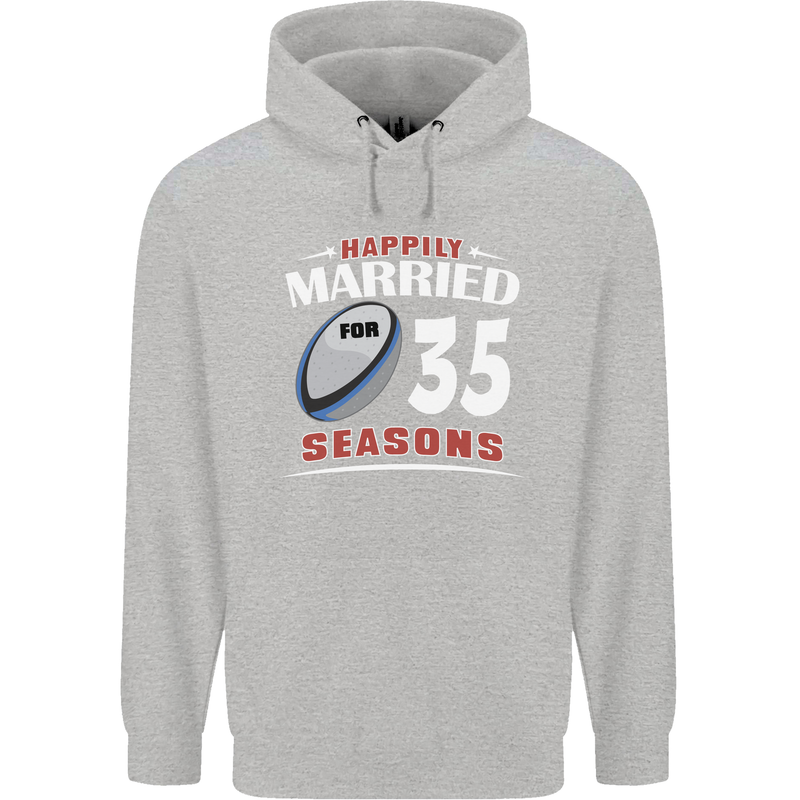 35 Year Wedding Anniversary 35th Rugby Mens 80% Cotton Hoodie Sports Grey