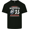 35 Year Wedding Anniversary 35th Rugby Mens Cotton T-Shirt Tee Top Black