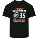 35 Year Wedding Anniversary 35th Rugby Mens Cotton T-Shirt Tee Top Black