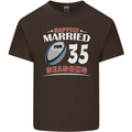 35 Year Wedding Anniversary 35th Rugby Mens Cotton T-Shirt Tee Top Dark Chocolate