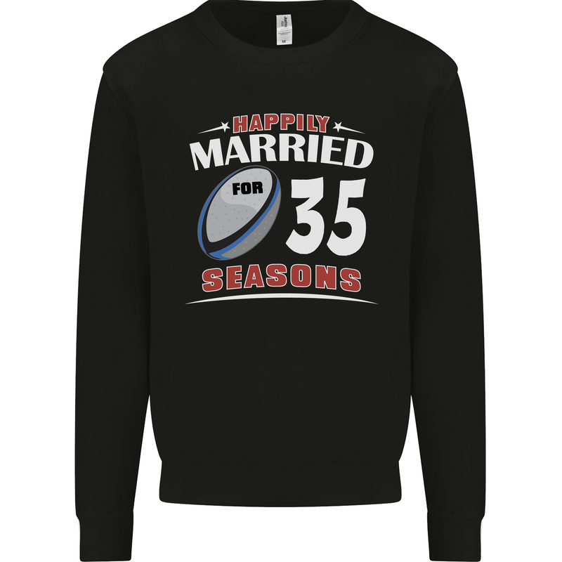 35 Year Wedding Anniversary 35th Rugby Mens Sweatshirt Jumper Black