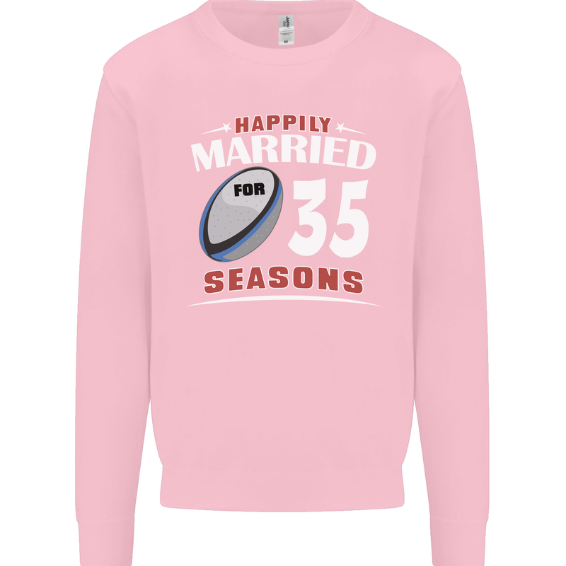 35 Year Wedding Anniversary 35th Rugby Mens Sweatshirt Jumper Light Pink