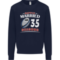 35 Year Wedding Anniversary 35th Rugby Mens Sweatshirt Jumper Navy Blue