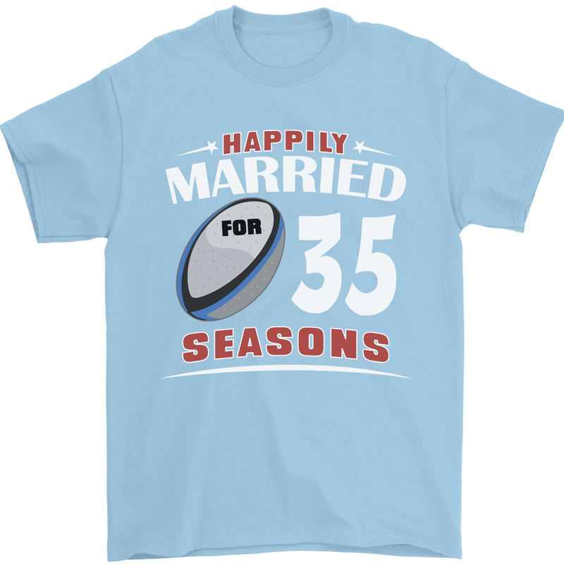 35 Year Wedding Anniversary 35th Rugby Mens T-Shirt 100% Cotton Light Blue
