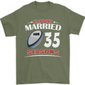 35 Year Wedding Anniversary 35th Rugby Mens T-Shirt 100% Cotton Military Green