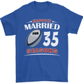 35 Year Wedding Anniversary 35th Rugby Mens T-Shirt 100% Cotton Royal Blue