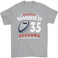 35 Year Wedding Anniversary 35th Rugby Mens T-Shirt 100% Cotton Sports Grey