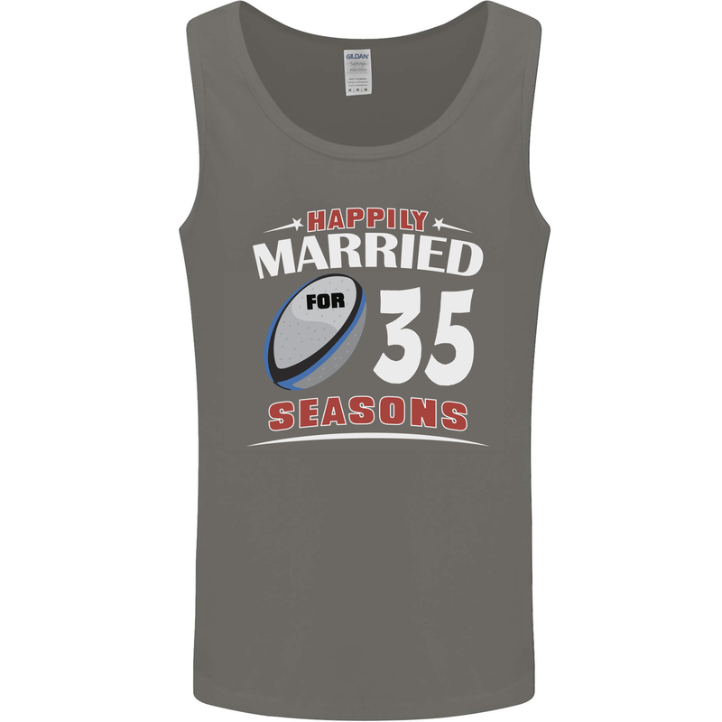 35 Year Wedding Anniversary 35th Rugby Mens Vest Tank Top Charcoal