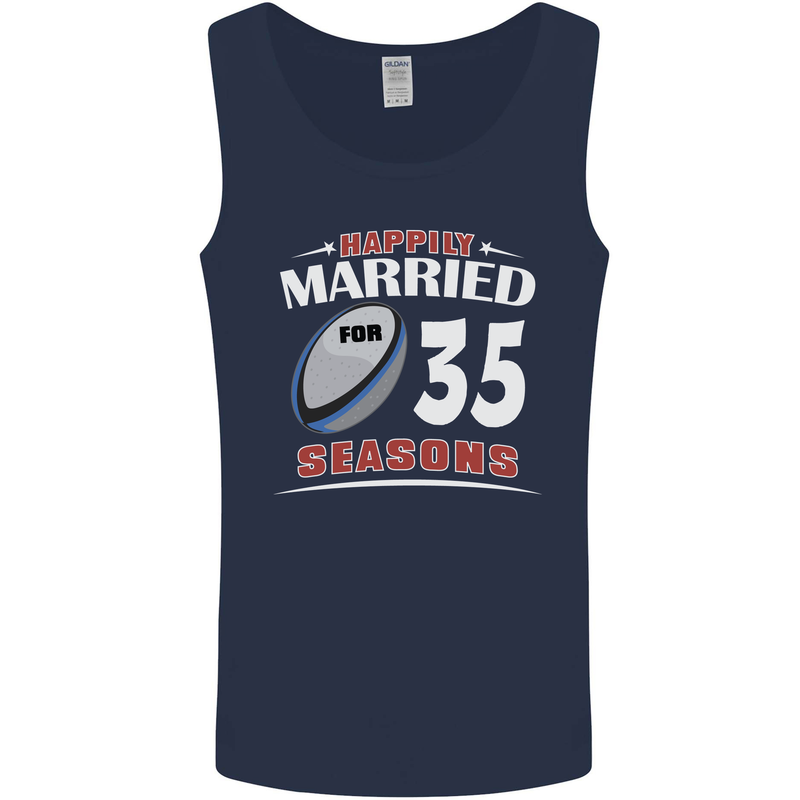 35 Year Wedding Anniversary 35th Rugby Mens Vest Tank Top Navy Blue