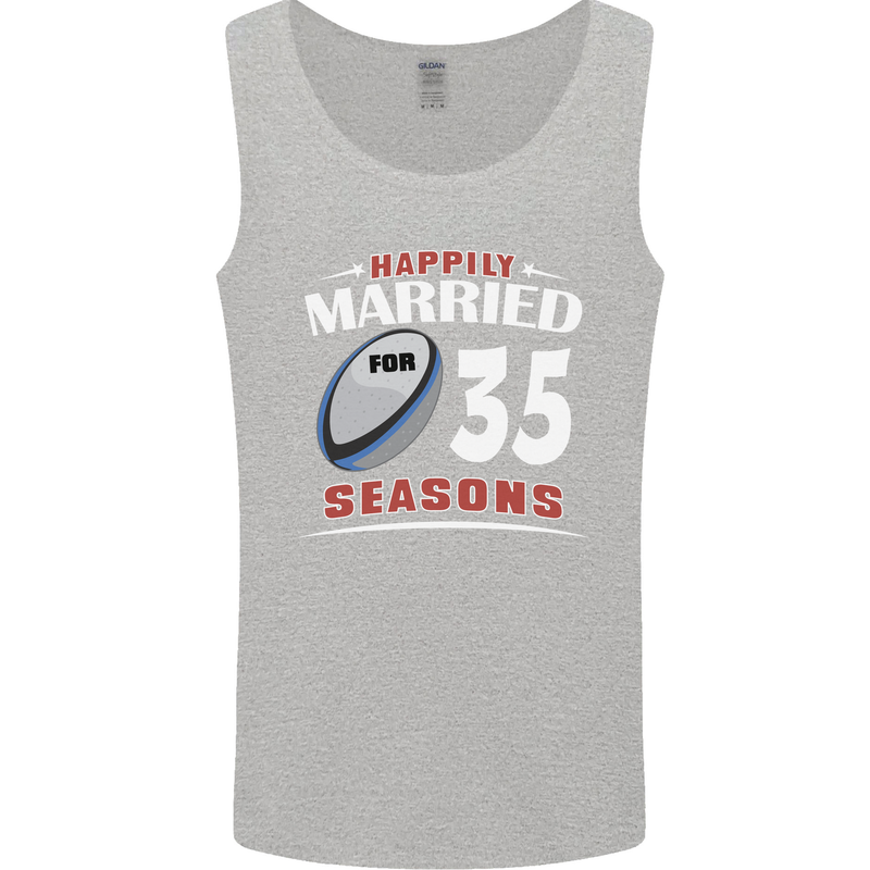 35 Year Wedding Anniversary 35th Rugby Mens Vest Tank Top Sports Grey