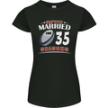 35 Year Wedding Anniversary 35th Rugby Womens Petite Cut T-Shirt Black