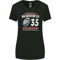 35 Year Wedding Anniversary 35th Rugby Womens Wider Cut T-Shirt Black