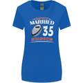 35 Year Wedding Anniversary 35th Rugby Womens Wider Cut T-Shirt Royal Blue