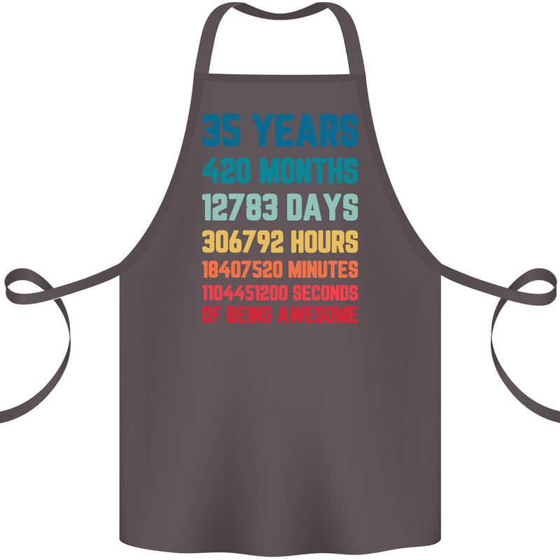 35th Birthday 35 Year Old Cotton Apron 100% Organic Dark Grey