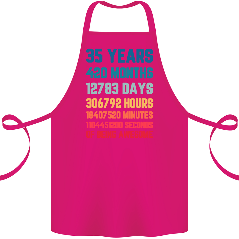 35th Birthday 35 Year Old Cotton Apron 100% Organic Pink