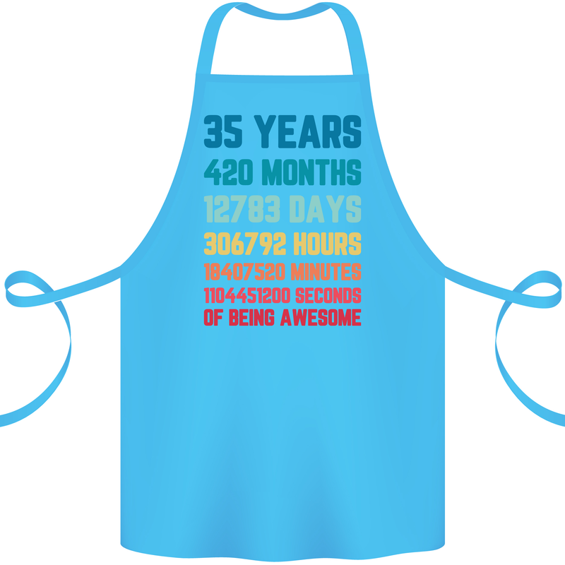 35th Birthday 35 Year Old Cotton Apron 100% Organic Turquoise