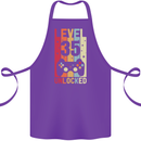 35th Birthday 35 Year Old Level Up Gamming Cotton Apron 100% Organic Purple